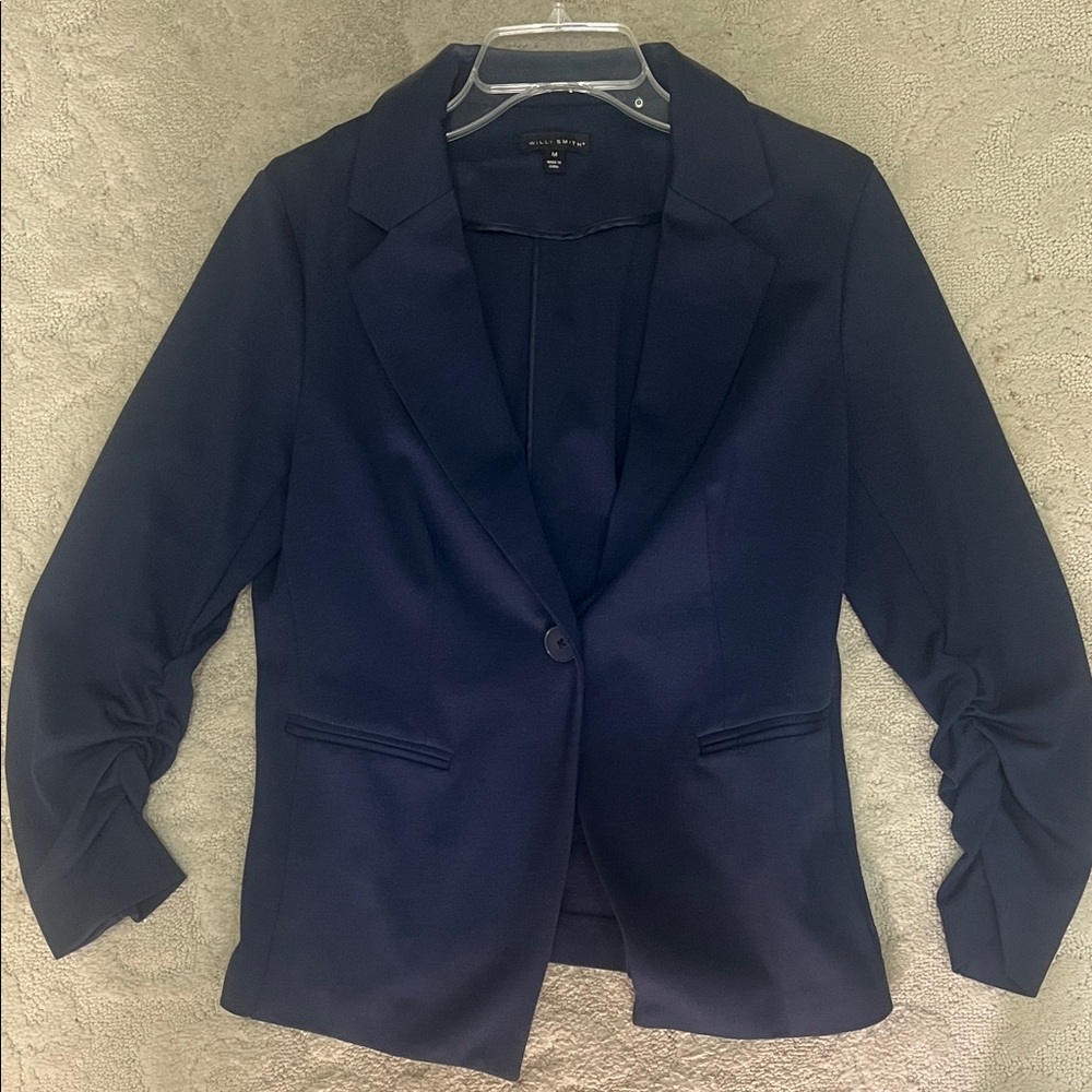 Willi Smith Navy Single-Button Tailored Blazer